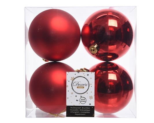 Sfere vetro lucide-opache rosso natale