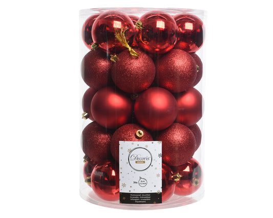 Sfere di vetro lucide-opache rosso natal
