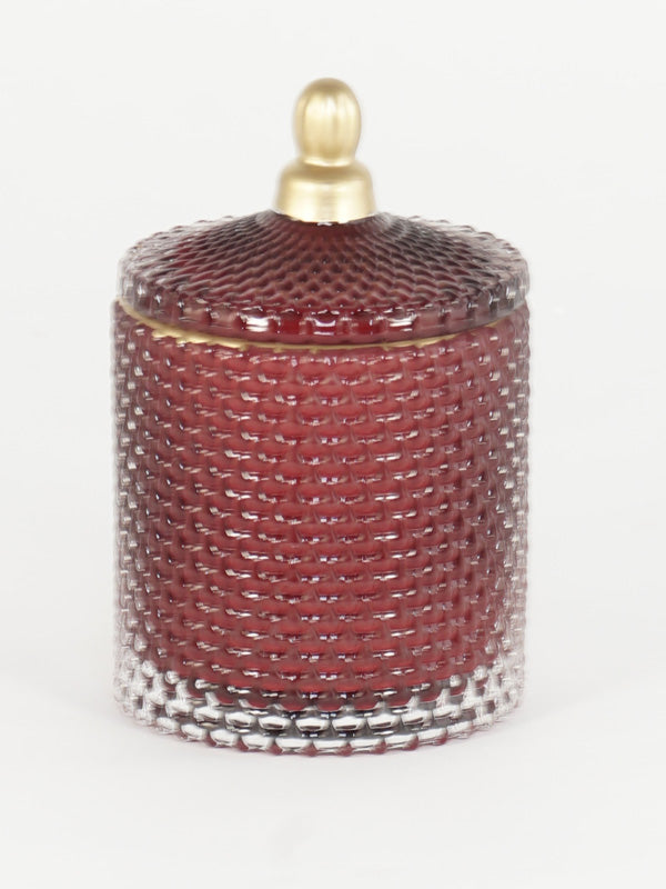 POTICHE ROSSA/ORO D.9X14CM VETRO