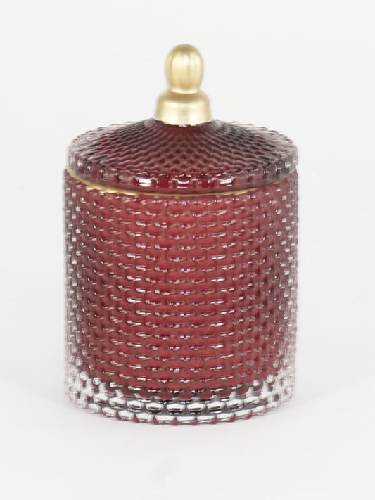 POTICHE ROSSA/ORO D.9X14CM VETRO