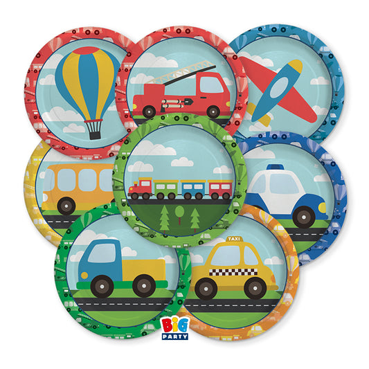 8 Piatti cm.18 Mix Vehicles