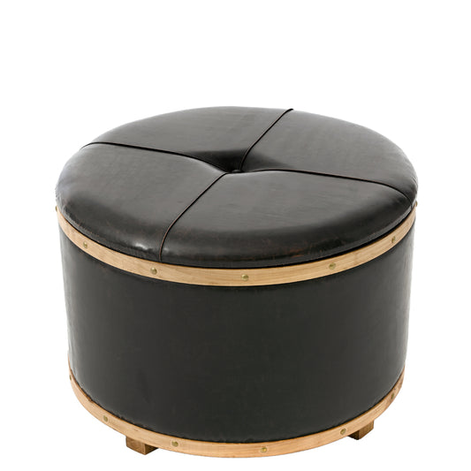 BROWN ARTIFICIAL LEATHER STOOL D48X36 CM