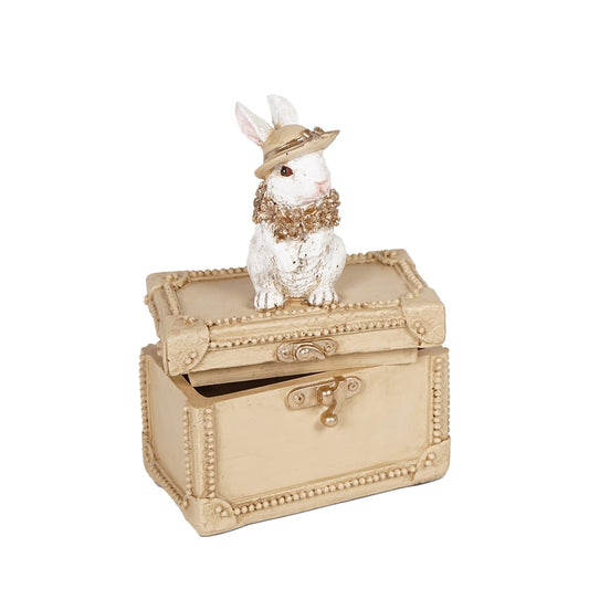 BOX BEIGE DEC.CONIGLIO 12X7X16CM RESINA