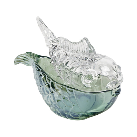 BOX PESCE VERDE 18X7X10CM VETRO