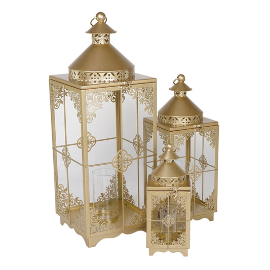 S/3 LANTERNE ORO METALLO