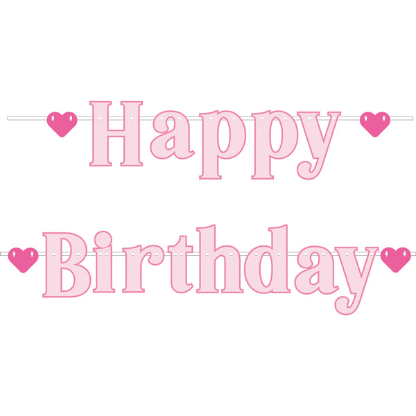 BANNER SET HAPPY BIRTHDAY PINK CM 80 CM