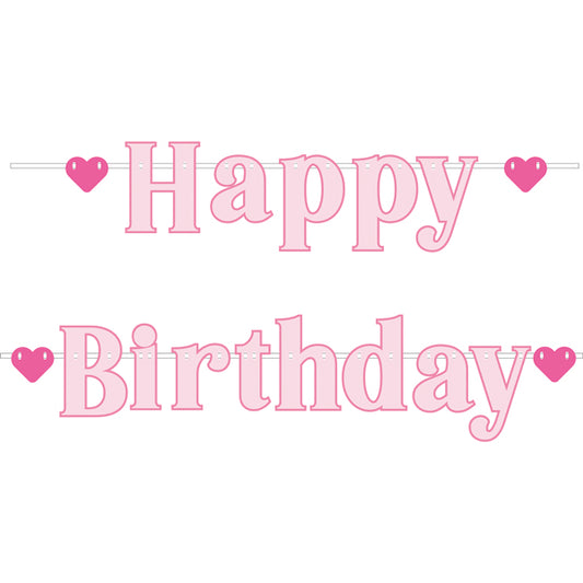BANNER SET HAPPY BIRTHDAY PINK CM 80 CM