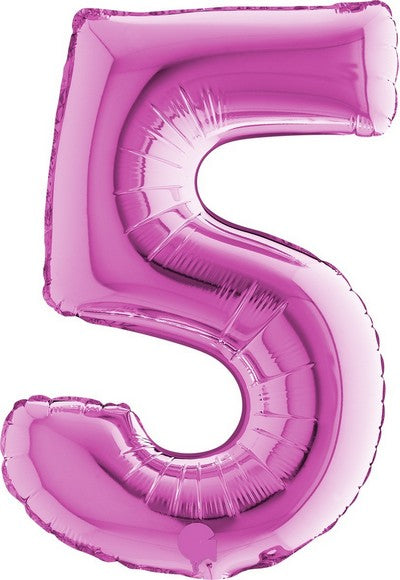 Pallone foil 14" - 36 cm Numero 5 Magent