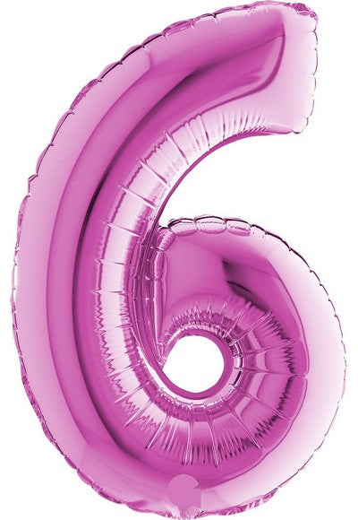 Pallone foil 14" - 36 cm Numero 6 Magent