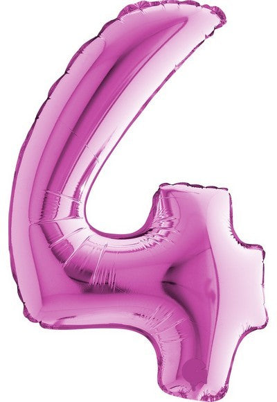 Pallone foil 14"- 36 cm Numero 4 Magenta