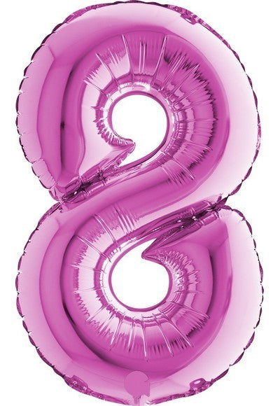 Pallone foil 14"- 36 cm Numero 8 Magenta