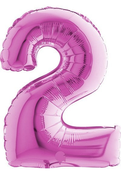 Pallone foil 14"- 36 cm Numero 2 Magenta
