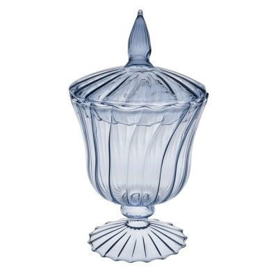 Bomboniera in vetro blu avion altezza 20,  diametro 13 cm