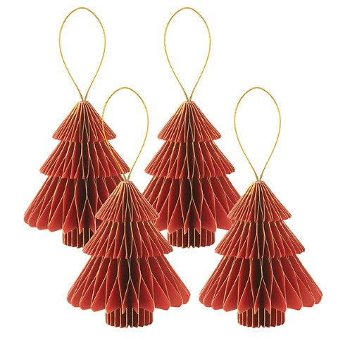 Cf 4 Alberi in carta cm 10 Rosso/Oro