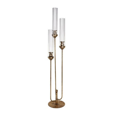 PORTACANDELA ORO X3 D.20X109CM VETRO/MET