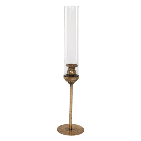 PORTACANDELA ORO D.12X54CM VETRO/METALLO
