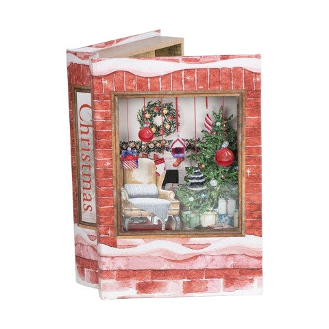 BOX LIBRO NATALE C.LED LEGNO/PVC