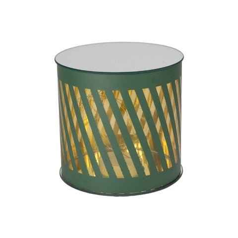 CILINDRO VERDE TWIST LED D.20X20CM VETRO