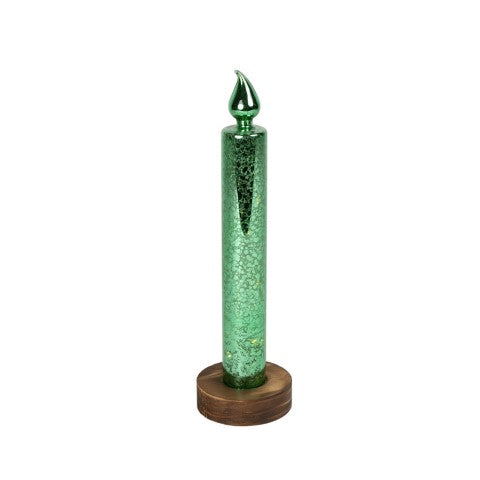 CANDELA VERDE LED C.BASE D.8X30CM VETRO