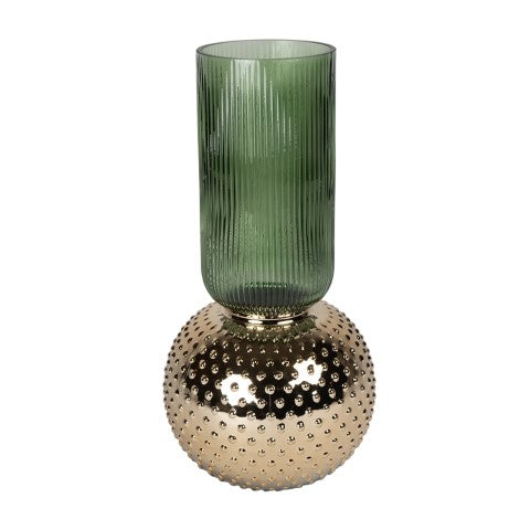 VASO VERDE/ORO D.20X40CM VETRO