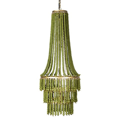 LAMPADARIO VERDE D.37X105/168CM LEGNO/ME