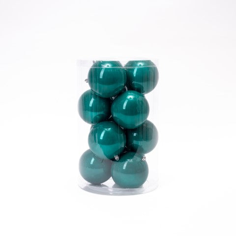 BOX 12 SFERE D.10CM VERDE PETROLIO