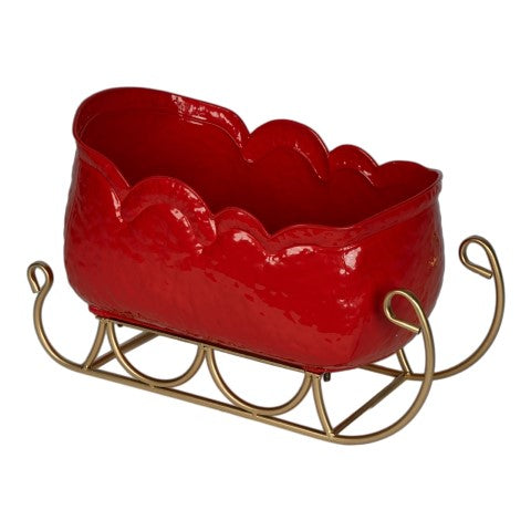 SLITTA ROSSA/ORO 43X25X27CM METALLO
