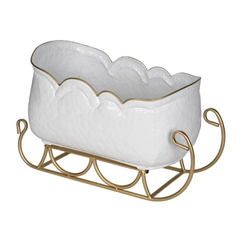SLITTA BIANCA/ORO 43X25X27CM METALLO