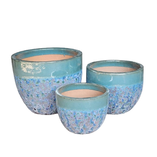 S/3 VASI CELESTI ACIDATI CERAMICA