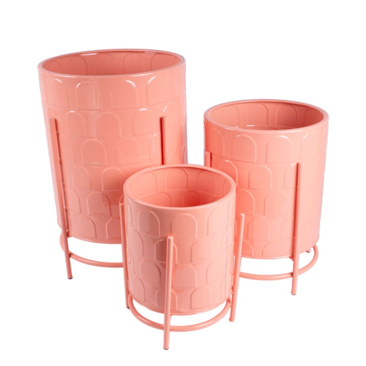 S/3 CACHE-POT ARANCIO METALLO