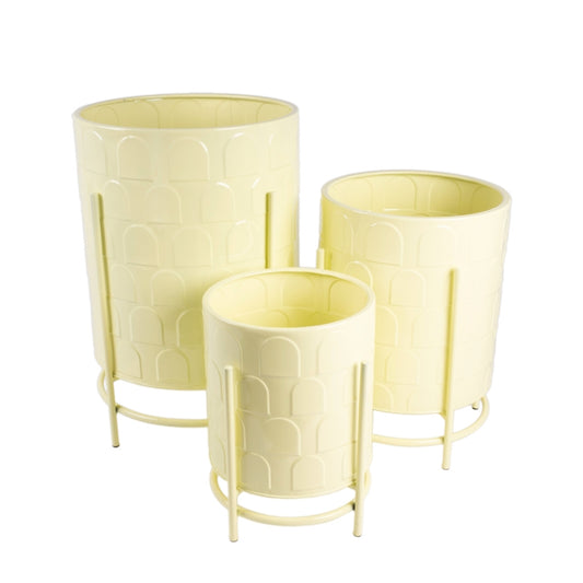 S/3 CACHE-POT GIALLI METALLO