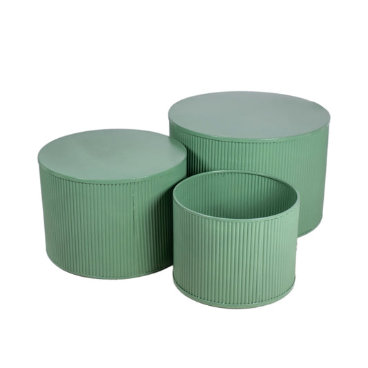 S/3 ESPOSITORI/PORTAVASO VERDI METALLO
