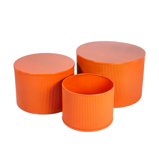 S/3 ESPOSITORI/PORTAVASO ARANCIO METALLO