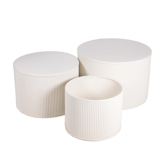 S/3 ESPOSITORI/PORTAVASO BIANCHI METALLO