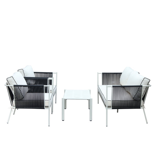 SET DIVANO + 2 POLTRONE +TAV WH/BK