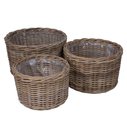 S/3 CESTI PLASTICA RATTAN