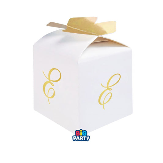 10 Scatoline Cubetto Fiocco Lettera E