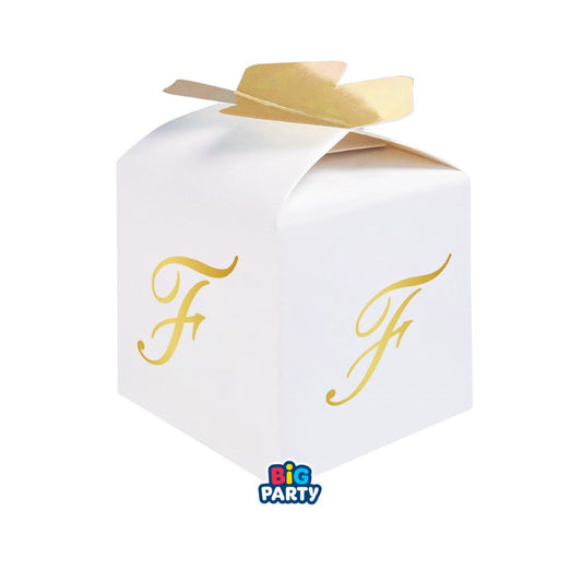 10 Scatoline Cubetto Fiocco Lettera F