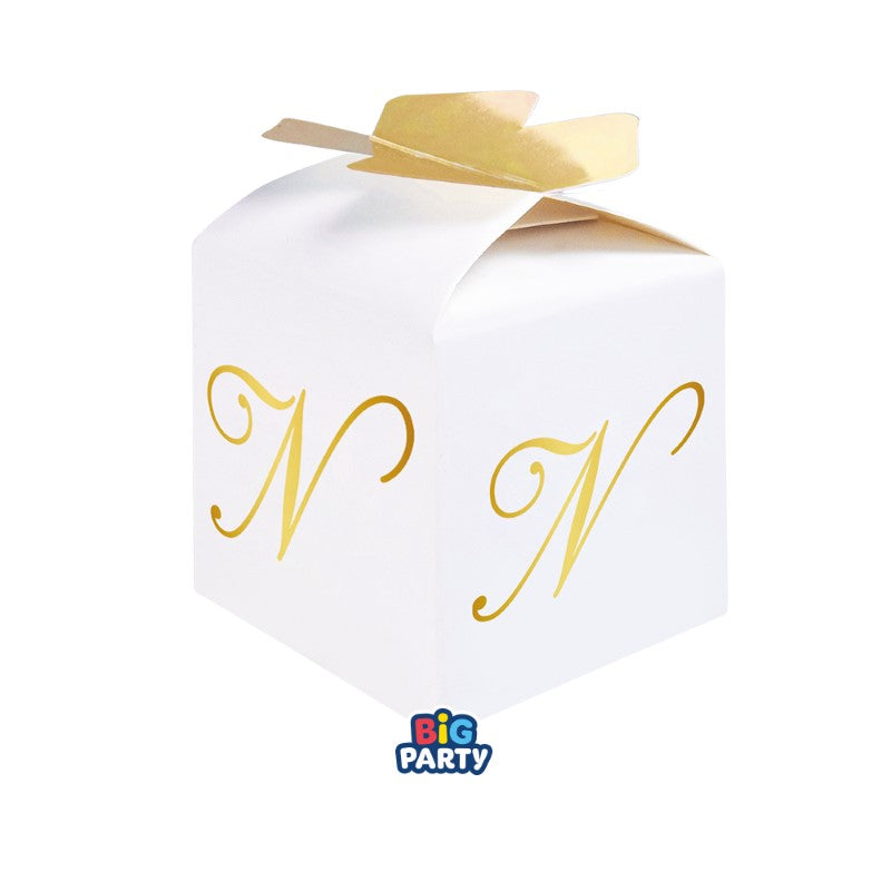 10 Scatoline Cubetto Fiocco Lettera N