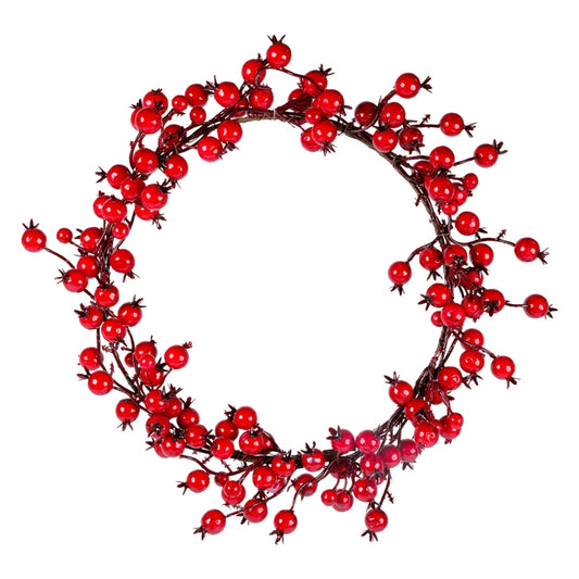 CORONA BACCHE ROSSE H.30CM PVC