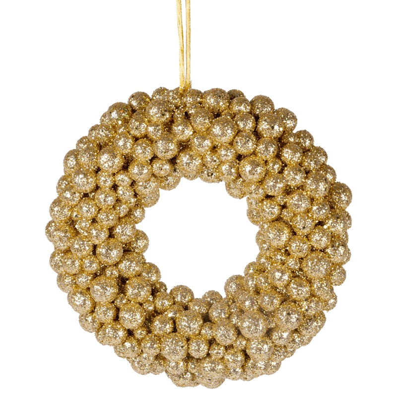 CORONA GLITTER BACCHE ORO D.15X4CM PVC