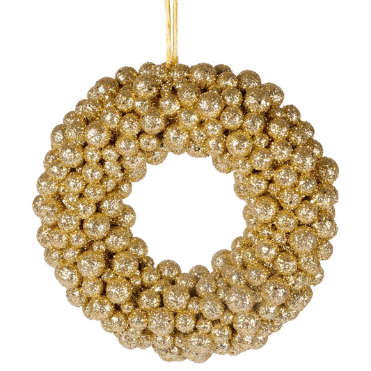 CORONA GLITTER BACCHE ORO D.20X5CM PVC