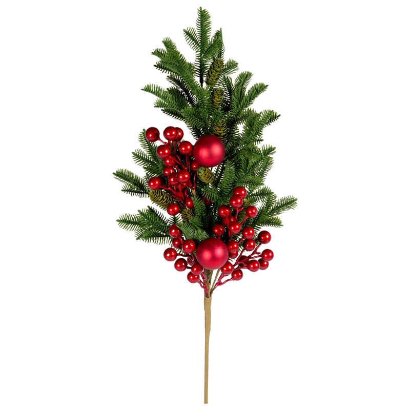 RAMETTO PINO/BACCHE/SFERE H.80CM PVC