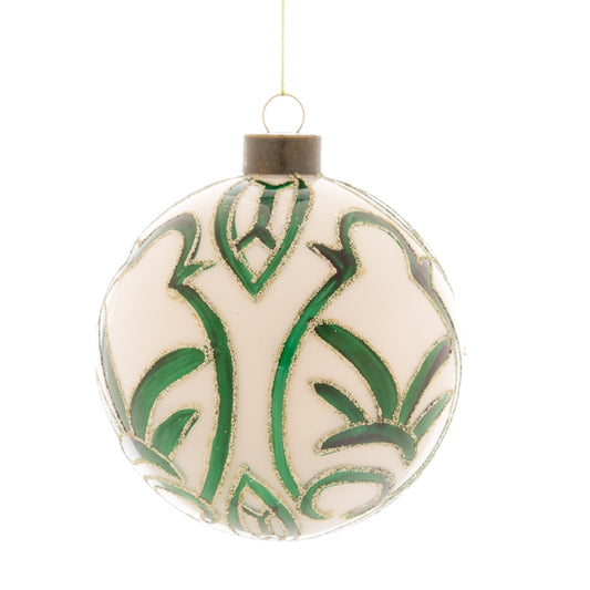 SFERA BIANCA DEC.VERDE D.12CM VETRO