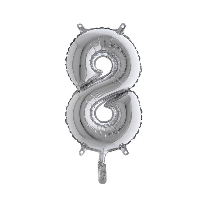 Pall. Mylar Numero 8 cm.36 (14") Argento