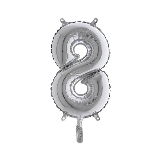 Pall. Mylar Numero 8 cm.36 (14") Argento