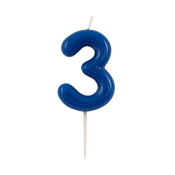 CANDELINA GLOSSY N 3  CM 10.5 BLU C/PICK