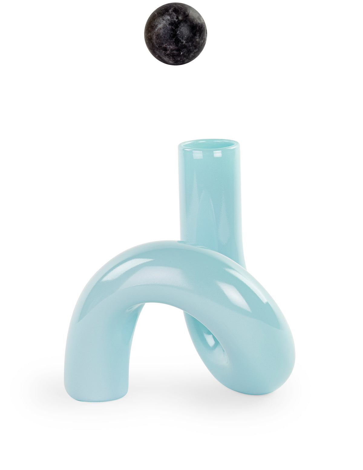 VASO VETRO AZZURRO ATTORCIGLI. H.145