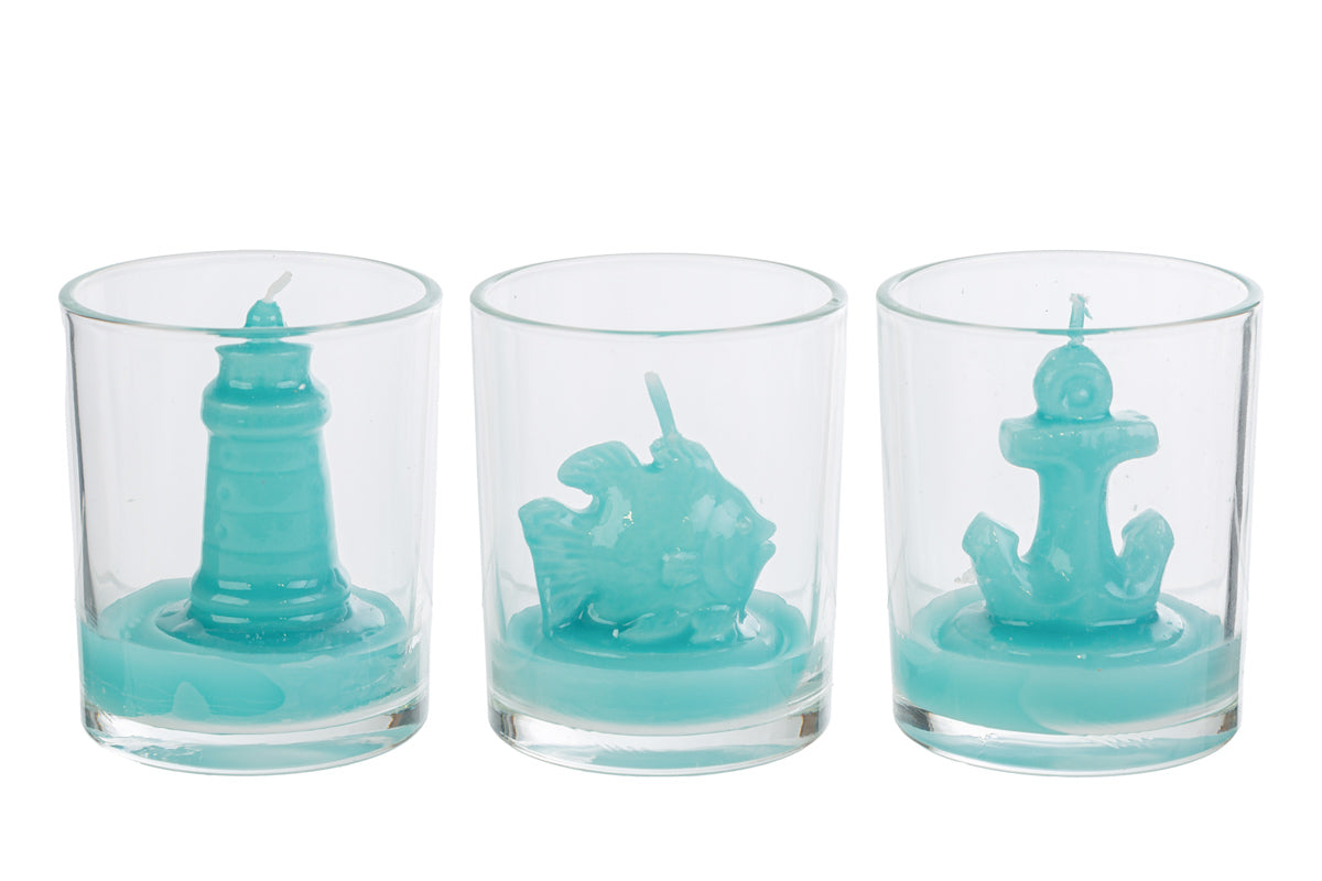 BICCHIERE CANDELA MARE 3ASS D6X7.5H