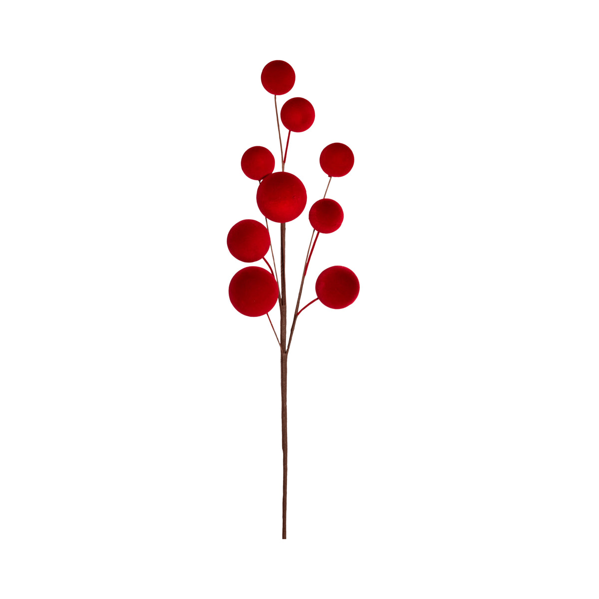 RAMO BACCHE FLOCCATE ROSSE H.60CM PVC